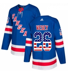 Youth Adidas New York Rangers 26 Jimmy Vesey Authentic Royal Blue USA Flag Fashion NHL Jersey 