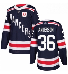 Youth Adidas New York Rangers 36 Glenn Anderson Authentic Navy Blue 2018 Winter Classic NHL Jersey 