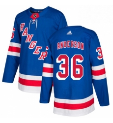 Youth Adidas New York Rangers 36 Glenn Anderson Premier Royal Blue Home NHL Jersey 