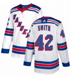 Youth Adidas New York Rangers 42 Brendan Smith Authentic White Away NHL Jersey 