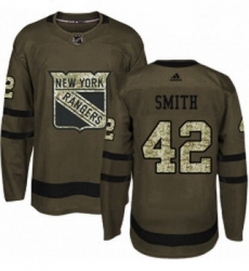 Youth Adidas New York Rangers 42 Brendan Smith Premier Green Salute to Service NHL Jersey 
