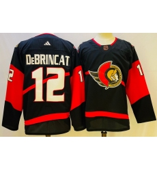 Men Ottawa Senators 12 Alex DeBrincat 2022 23 Reverse Black Stitched Jersey