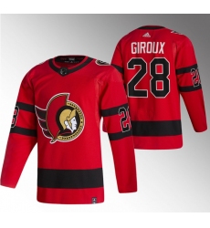 Men Ottawa Senators 28 Claude Giroux 2021 Red Reverse Retro Stitched Jersey