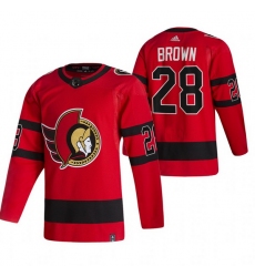 Men Ottawa Senators 28 Connor Brown Red Adidas 2020 21 Reverse Retro Alternate NHL Jersey
