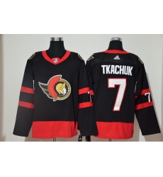 Men Ottawa Senators 7 Brady Tkachuk Black 2020 21 Reverse Retro Adidas Jersey
