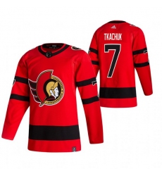 Men Ottawa Senators 7 Brady Tkachuk Red Adidas 2020 21 Reverse Retro Alternate NHL Jersey
