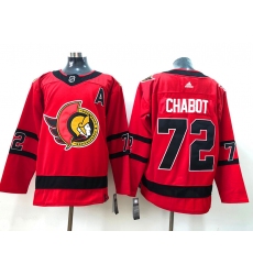 Men Ottawa Senators 72 Thomas Chabot Red Adidas 2020 21 Reverse Retro Alternate NHL Jersey