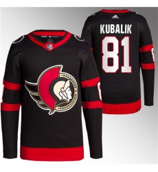 Men Ottawa Senators 81 Dominik Kubalik Black Premier Breakaway Stitched Jersey