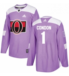 Mens Adidas Ottawa Senators 1 Mike Condon Authentic Purple Fights Cancer Practice NHL Jersey 
