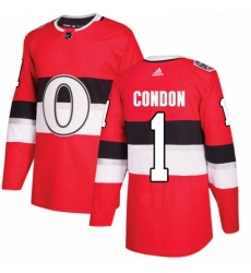 Mens Adidas Ottawa Senators 1 Mike Condon Authentic Red 2017 100 Classic NHL Jersey 