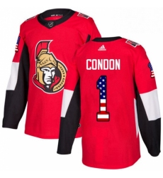 Mens Adidas Ottawa Senators 1 Mike Condon Authentic Red USA Flag Fashion NHL Jersey 