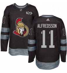 Mens Adidas Ottawa Senators 11 Daniel Alfredsson Authentic Black 1917 2017 100th Anniversary NHL Jersey 