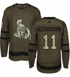 Mens Adidas Ottawa Senators 11 Daniel Alfredsson Premier Green Salute to Service NHL Jersey 