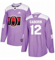 Mens Adidas Ottawa Senators 12 Marian Gaborik Authentic Purple Fights Cancer Practice NHL Jersey 