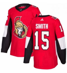 Mens Adidas Ottawa Senators 15 Zack Smith Authentic Red Home NHL Jersey 