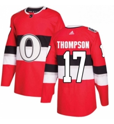 Mens Adidas Ottawa Senators 17 Nate Thompson Authentic Red 2017 100 Classic NHL Jersey 