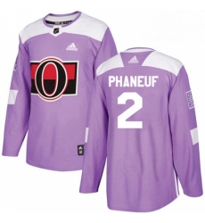 Mens Adidas Ottawa Senators 2 Dion Phaneuf Authentic Purple Fights Cancer Practice NHL Jersey 