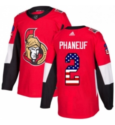 Mens Adidas Ottawa Senators 2 Dion Phaneuf Authentic Red USA Flag Fashion NHL Jersey 