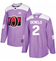 Mens Adidas Ottawa Senators 2 Dylan DeMelo Authentic Purple Fights Cancer Practice NHL Jersey 