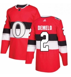 Mens Adidas Ottawa Senators 2 Dylan DeMelo Authentic Red 2017 100 Classic NHL Jersey 