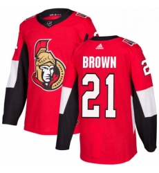 Mens Adidas Ottawa Senators 21 Logan Brown Authentic Red Home NHL Jersey 