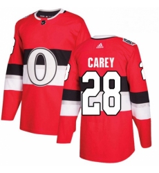 Mens Adidas Ottawa Senators 28 Paul Carey Authentic Red 2017 100 Classic NHL Jersey 
