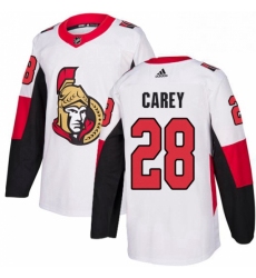Mens Adidas Ottawa Senators 28 Paul Carey Authentic White Away NHL Jersey 