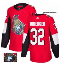 Mens Adidas Ottawa Senators 32 Chris Driedger Authentic Red Fashion Gold NHL Jersey 