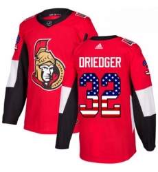 Mens Adidas Ottawa Senators 32 Chris Driedger Authentic Red USA Flag Fashion NHL Jersey 