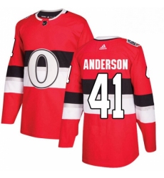 Mens Adidas Ottawa Senators 41 Craig Anderson Authentic Red 2017 100 Classic NHL Jersey 