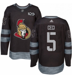 Mens Adidas Ottawa Senators 5 Cody Ceci Authentic Black 1917 2017 100th Anniversary NHL Jersey 