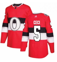 Mens Adidas Ottawa Senators 5 Cody Ceci Authentic Red 2017 100 Classic NHL Jersey 