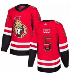 Mens Adidas Ottawa Senators 5 Cody Ceci Authentic Red Drift Fashion NHL Jersey 