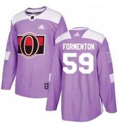 Mens Adidas Ottawa Senators 59 Alex Formenton Authentic Purple Fights Cancer Practice NHL Jersey 