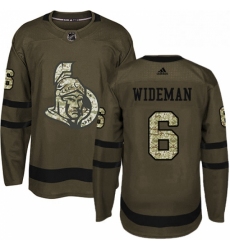Mens Adidas Ottawa Senators 6 Chris Wideman Authentic Green Salute to Service NHL Jersey 