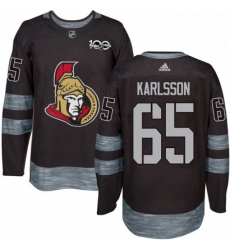 Mens Adidas Ottawa Senators 65 Erik Karlsson Authentic Black 1917 2017 100th Anniversary NHL Jersey 