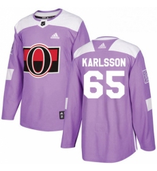 Mens Adidas Ottawa Senators 65 Erik Karlsson Authentic Purple Fights Cancer Practice NHL Jersey 