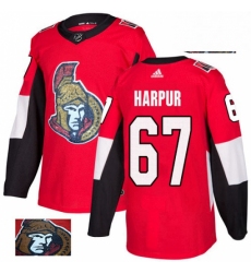 Mens Adidas Ottawa Senators 67 Ben Harpur Authentic Red Fashion Gold NHL Jersey 