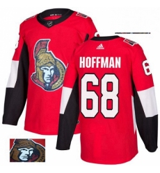 Mens Adidas Ottawa Senators 68 Mike Hoffman Authentic Red Fashion Gold NHL Jersey 