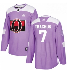 Mens Adidas Ottawa Senators 7 Brady Tkachuk Authentic Purple Fights Cancer Practice NHL Jersey 