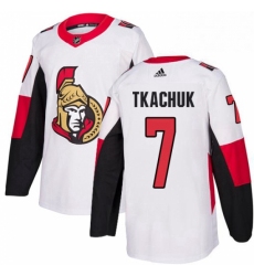 Mens Adidas Ottawa Senators 7 Brady Tkachuk Authentic White Away NHL Jersey 