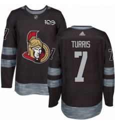 Mens Adidas Ottawa Senators 7 Kyle Turris Authentic Black 1917 2017 100th Anniversary NHL Jersey 