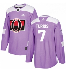 Mens Adidas Ottawa Senators 7 Kyle Turris Authentic Purple Fights Cancer Practice NHL Jersey 