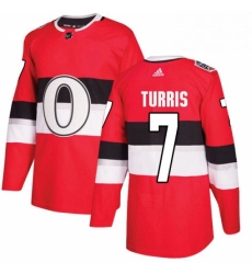 Mens Adidas Ottawa Senators 7 Kyle Turris Authentic Red 2017 100 Classic NHL Jersey 