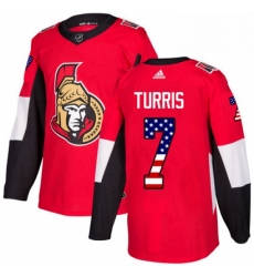 Mens Adidas Ottawa Senators 7 Kyle Turris Authentic Red USA Flag Fashion NHL Jersey 