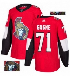 Mens Adidas Ottawa Senators 71 Gabriel Gagne Authentic Red Fashion Gold NHL Jersey 