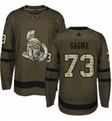 Mens Adidas Ottawa Senators 73 Gabriel Gagne Authentic Green Salute to Service NHL Jersey 