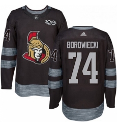 Mens Adidas Ottawa Senators 74 Mark Borowiecki Authentic Black 1917 2017 100th Anniversary NHL Jersey 