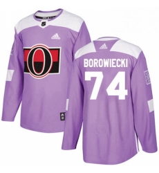 Mens Adidas Ottawa Senators 74 Mark Borowiecki Authentic Purple Fights Cancer Practice NHL Jersey 
