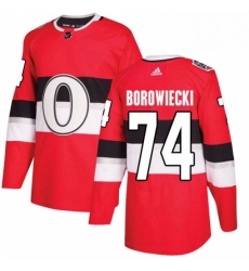 Mens Adidas Ottawa Senators 74 Mark Borowiecki Authentic Red 2017 100 Classic NHL Jersey 